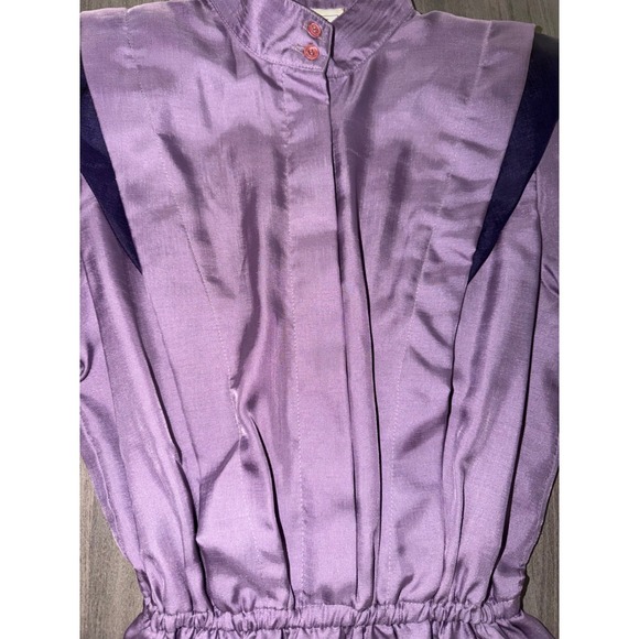 Vintage Joan Sparks for Daniel Barrett Purple Midi Dress 80s ILGWU Made USA G2 - Picture 7 of 13
